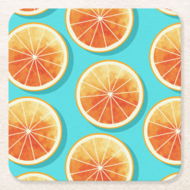 Orangefarbene Scheiben auf blau Rechteckiger Pappuntersetzer