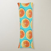 Orangefarbene Scheiben auf blau Seitenschläferkissen (Vorderseite Vertikal)