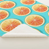 Orangefarbene Scheiben auf blau Sherpadecke (3/4)