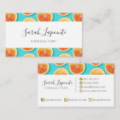 Orangefarbene Scheiben auf blau Visitenkarte (Vorne/Hinten)