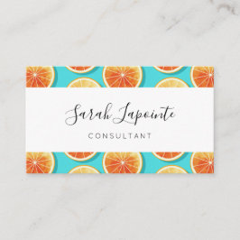Orangefarbene Scheiben auf blau Visitenkarte