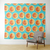 Orangefarbene Scheiben auf blau Wandteppich (Beispiel (Horizontal))