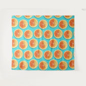 Orangefarbene Scheiben auf blau Wandteppich (Vorderseite (Horizontal))