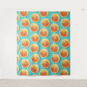 Orangefarbene Scheiben auf blau Wandteppich (Vorderseite)