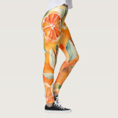 Orangefarbene Scheiben Frische Aquarellfarben Zitr Leggings (Rechts)