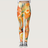 Orangefarbene Scheiben Frische Aquarellfarben Zitr Leggings (Vorderseite)