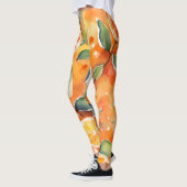 Orangefarbene Scheiben Frische Aquarellfarben Zitr Leggings (Links)