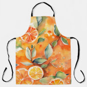 Orangefarbene Scheiben Frische Aquarellfarben Zitr Schürze (Vorderseite)