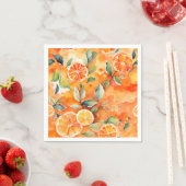 Orangefarbene Scheiben Frische Aquarellfarben Zitr Serviette (Beispiel)