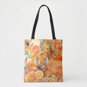 Orangefarbene Scheiben Frische Aquarellfarben Zitr Tasche
