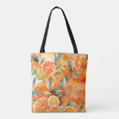 Orangefarbene Scheiben Frische Aquarellfarben Zitr Tasche (Rückseite)
