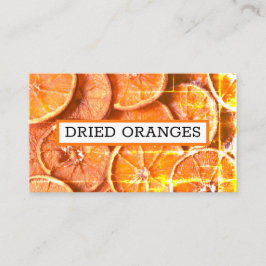 Orangefarbene Scheiben für die Rotation von Peels  Visitenkarte