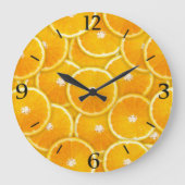Orangefarbene Scheiben Große Wanduhr (Vorderseite)