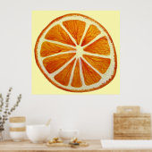 Orangefarbene Scheiben Makro Frucht Aquarellkunst Poster (Küche)