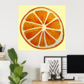 Orangefarbene Scheiben Makro Frucht Aquarellkunst Poster (Heimbüro)