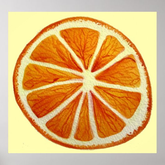 Orangefarbene Scheiben Makro Frucht Aquarellkunst Poster (Vorne)