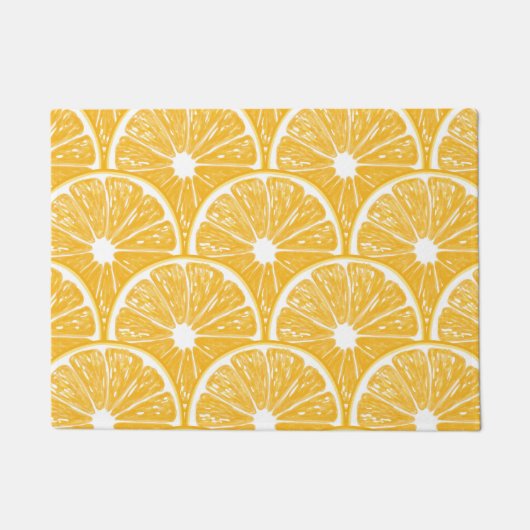 Orangefarbene Scheiben, Muster tropischer Früchte Fußmatte (Vorderseite)