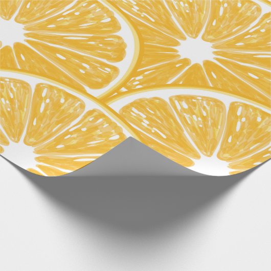 Orangefarbene Scheiben, Muster tropischer Früchte Geschenkpapier (Ecke)