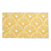 Orangefarbene Scheiben, Muster tropischer Früchte Kissenbezug (Rückseite-Links)