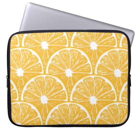 Orangefarbene Scheiben, Muster tropischer Früchte Laptopschutzhülle (Vorderseite)