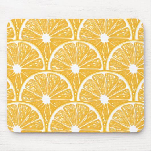 Orangefarbene Scheiben, Muster tropischer Früchte Mousepad (Vorne)