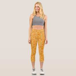 Orangefarbene Scheiben - Niedliche Capris-Leggings Capri Leggings