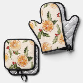 Orangefarbene Scheiben Ofenhandschuh & Topflappen-Set (Vorderseite/Rückseite)