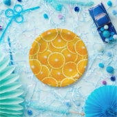 Orangefarbene Scheiben Pappteller (Party)