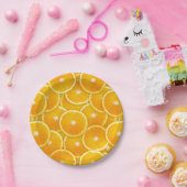 Orangefarbene Scheiben Pappteller (Party)