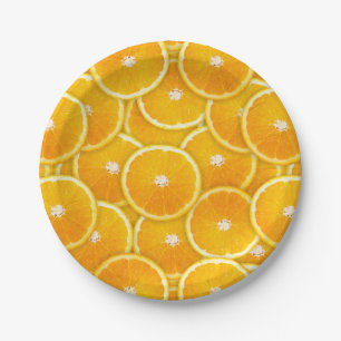 Orangefarbene Scheiben Pappteller