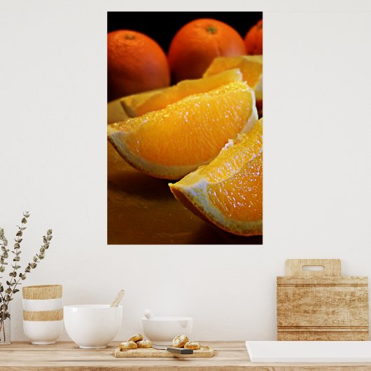 Orangefarbene Scheiben Poster (Küche)