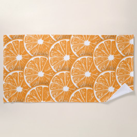 Orangefarbene Scheiben Strandtuch (Vorderseite)