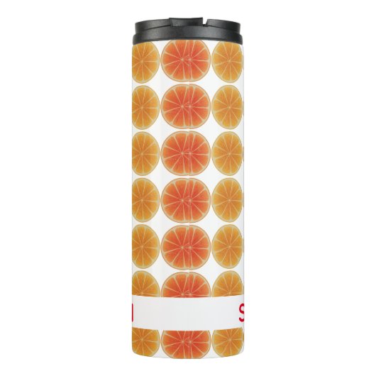 Orangefarbene Scheiben Thermosbecher (Rückseite)