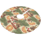 Orangefarbene Scheiben und Gewürze Polyester Weihnachtsbaumdecke (Schrägansicht)