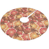 Orangefarbene Scheiben und Gewürze Polyester Weihnachtsbaumdecke (Schrägansicht)
