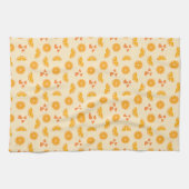 Orangefarbene Scheiben und Herz Geschirrtuch (Horizontal)