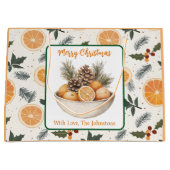 Orangefarbene Scheiben und Kiefer Weihnachten Pers Große Geschenktüte (Vorderseite)