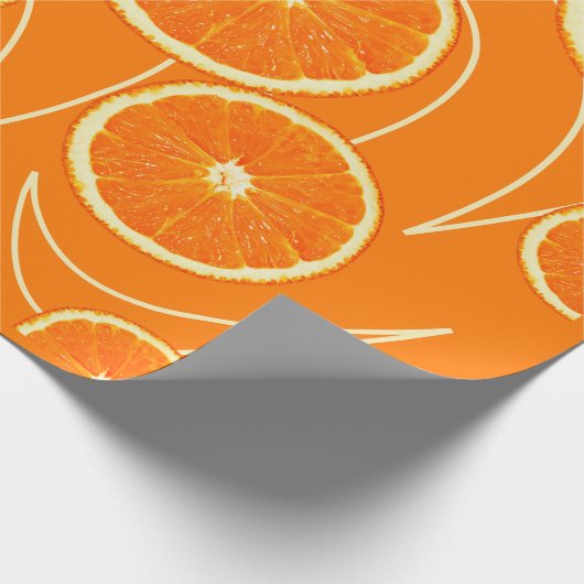 Orangefarbene Scheiben zum Feiern Geschenkpapier (Ecke)