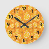 Orangefarbene Schlitzkanten, Illustrationsmuster W Runde Wanduhr (Vorderseite)
