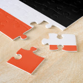 Orangefarbene Schmetterlinge und Blume auf Schwarz Puzzle (Seite)