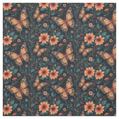Orangefarbene Schmetterlinge und Blume Stoff (Muster)