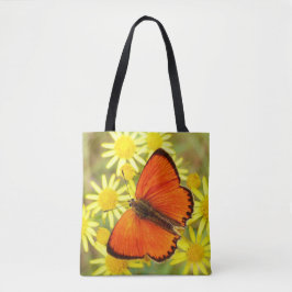 Orangefarbene Schmetterlinge und Blume Tasche