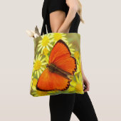 Orangefarbene Schmetterlinge und Blume Tasche (Von Nahem)