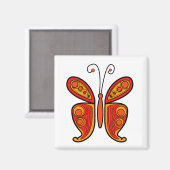 Orangefarbene Schmetterlingsdarstellung Magnet (Vorderseite/Rückseite)