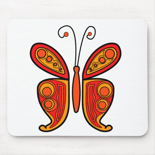 Orangefarbene Schmetterlingsdarstellung Mousepad (Vorne)