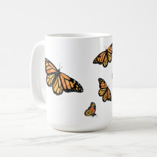 Orangefarbene Schmetterlingswelt Kaffeetasse (Vorderseite Links)