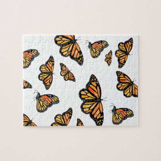 Orangefarbene Schmetterlingswelt Puzzle (Horizontal)