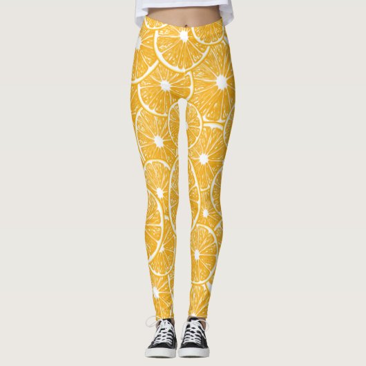 Orangefarbene Schnittmuster Leggings (Vorderseite)