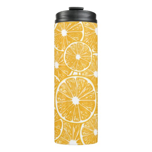 Orangefarbene Schnittmuster Thermosbecher (Vorderseite)