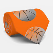 Orangefarbene, Schwarz-Weiß-Basketball-Krawatte Krawatte (Gerollt)